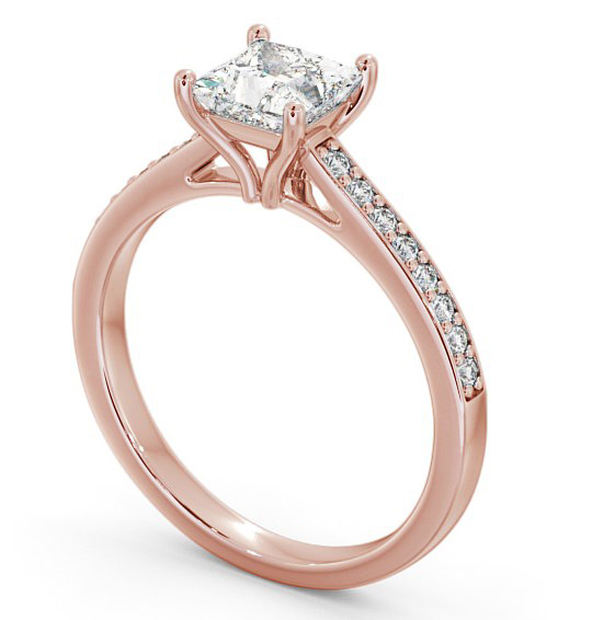 Princess Diamond Tulip Setting Style Engagement Ring 18K Rose Gold Solitaire with Channel Set Side Stones ENPR52S_RG_THUMB1