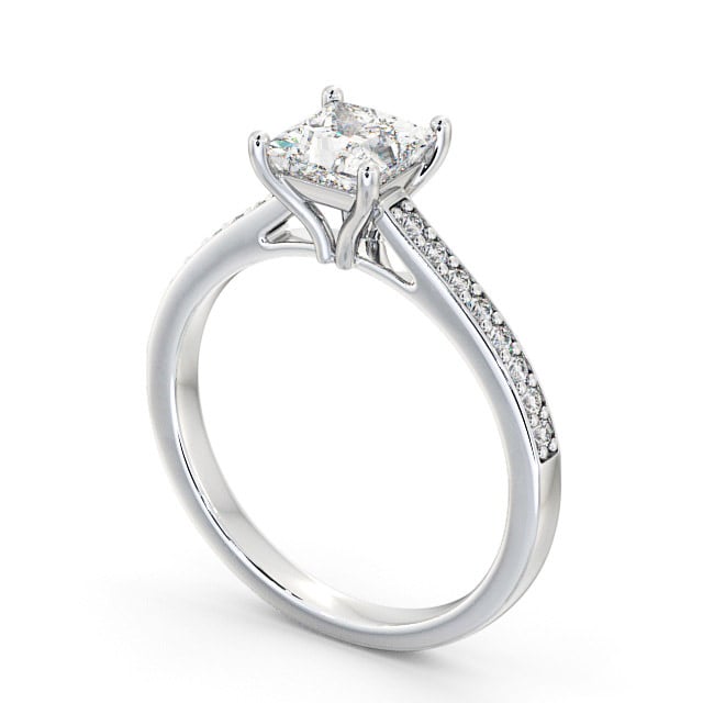 Princess Diamond Engagement Ring Palladium Solitaire With Side Stones - Novella ENPR52S_WG_SIDE