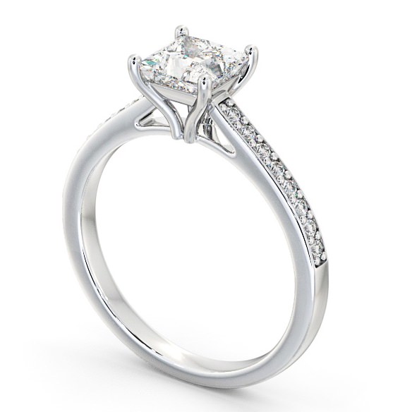 Princess Diamond Tulip Setting Style Engagement Ring Palladium Solitaire with Channel Set Side Stones ENPR52S_WG_THUMB1 