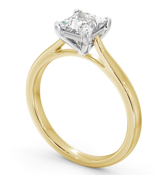 Princess Diamond Classic 4 Prong Engagement Ring 18K Yellow and White Gold Solitaire ENPR55_YWG_THUMB1 