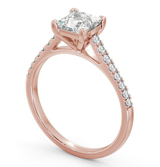 Princess Diamond 4 Prong Engagement Ring 9K Rose Gold Solitaire with Channel Set Side Stones ENPR55S_RG_THUMB1