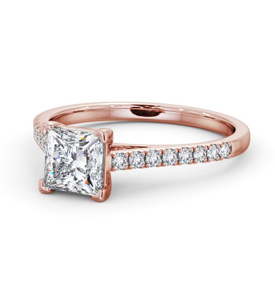  Princess Diamond Engagement Ring 18K Rose Gold Solitaire With Side Stones - Farran ENPR55S_RG_THUMB2 