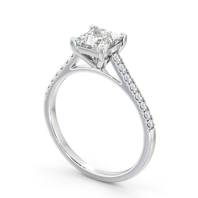 Princess Diamond Engagement Ring Platinum Solitaire With Side Stones - Farran ENPR55S_WG_SIDE