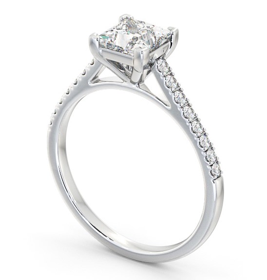 Princess Diamond 4 Prong Engagement Ring 18K White Gold Solitaire with Channel Set Side Stones ENPR55S_WG_THUMB1 