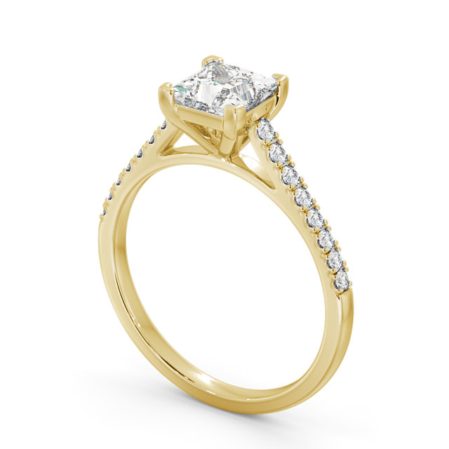 Princess Diamond Engagement Ring 18K Yellow Gold Solitaire With Side Stones - Farran ENPR55S_YG_SIDE