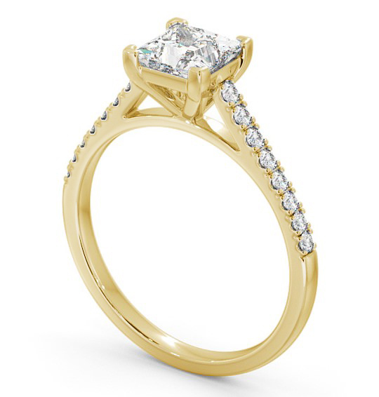 Princess Diamond 4 Prong Engagement Ring 9K Yellow Gold Solitaire with Channel Set Side Stones ENPR55S_YG_THUMB1