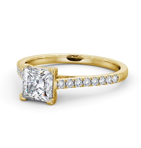  Princess Diamond Engagement Ring 9K Yellow Gold Solitaire With Side Stones - Farran ENPR55S_YG_THUMB2 