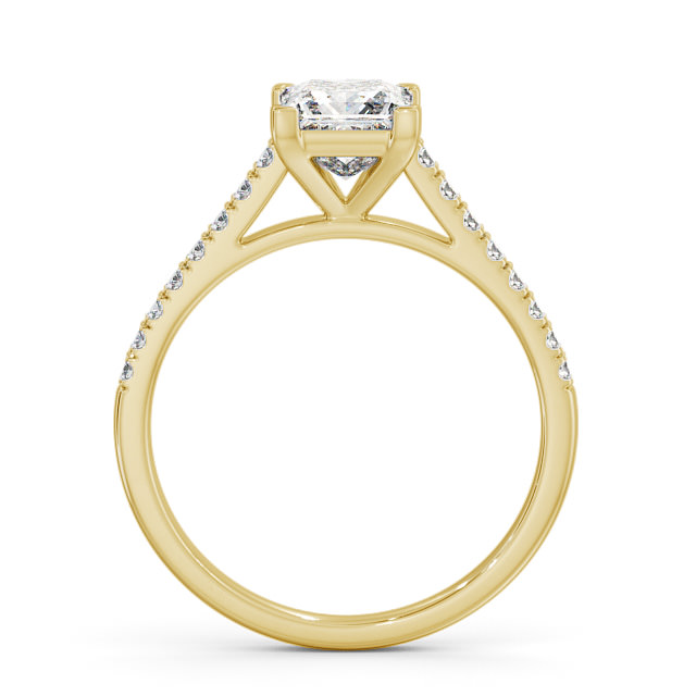 Princess Diamond Engagement Ring 9K Yellow Gold Solitaire With Side Stones - Farran ENPR55S_YG_UP