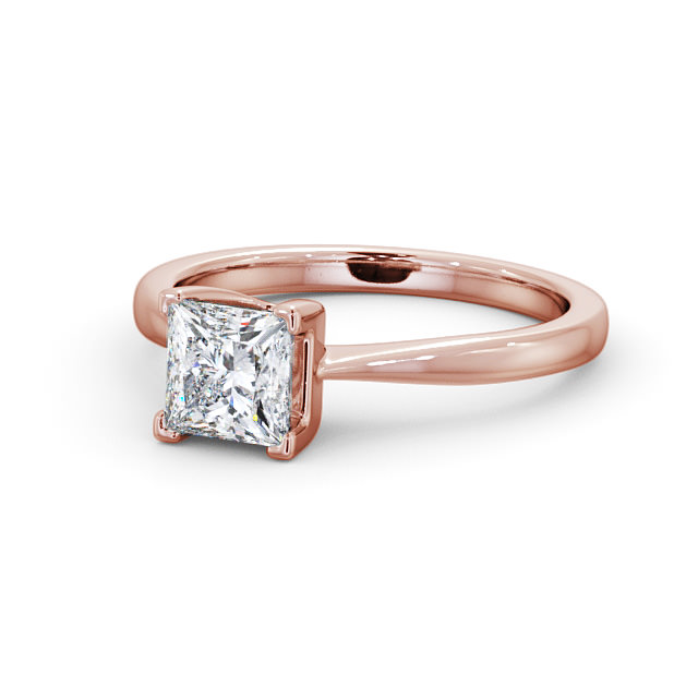 Princess Diamond Engagement Ring 9K Rose Gold Solitaire - Pentre ENPR57_RG_FLAT