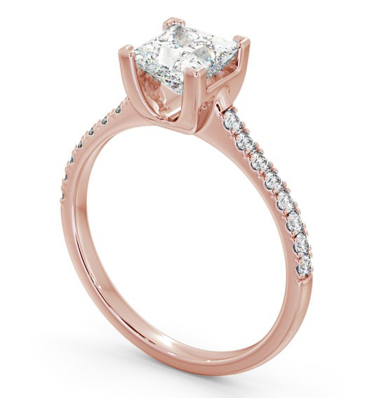 Princess Diamond Basket Setting Engagement Ring 9K Rose Gold Solitaire with Channel Set Side Stones ENPR57S_RG_THUMB1