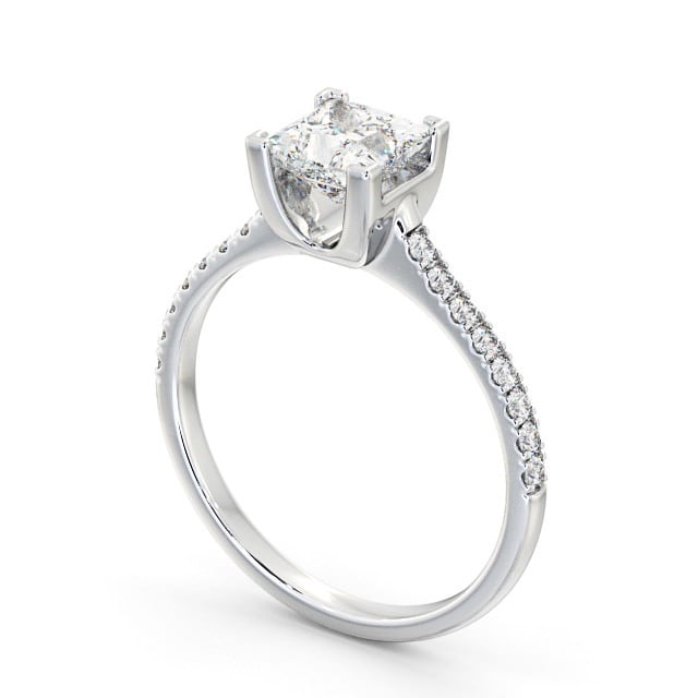 Princess Diamond Engagement Ring Platinum Solitaire With Side Stones - Brosna