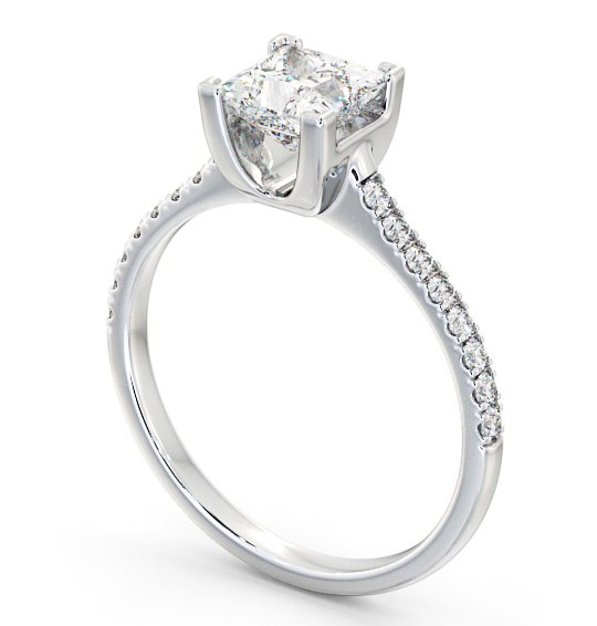 Princess Diamond Basket Setting Engagement Ring 9K White Gold Solitaire with Channel Set Side Stones ENPR57S_WG_THUMB1