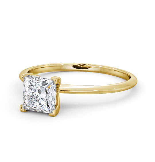 Princess Diamond Dainty Band Engagement Ring 18K Yellow Gold Solitaire ENPR58_YG_THUMB2 