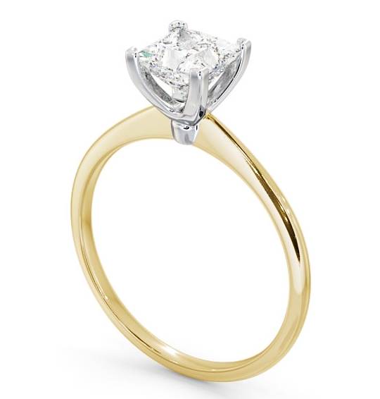 Princess Diamond Dainty Band Engagement Ring 18K Yellow and White Gold Solitaire ENPR58_YWG_THUMB1 