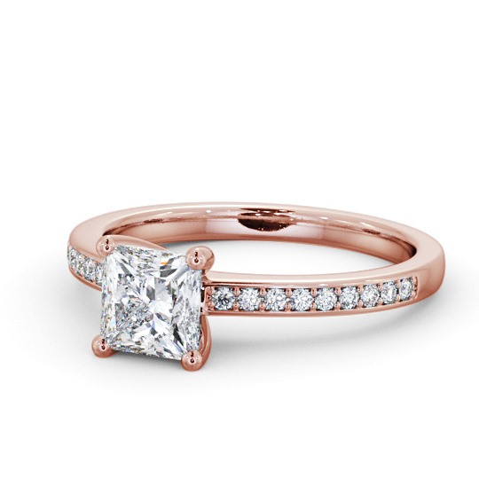 Princess Diamond Engagement Ring 9K Rose Gold Solitaire With Side Stones - Jannika ENPR58S_RG_THUMB2 