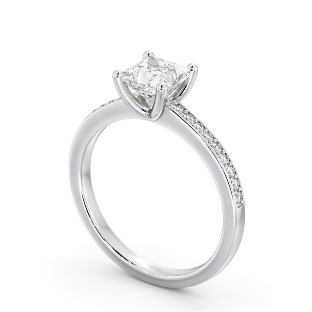 Princess Diamond Engagement Ring 18K White Gold Solitaire With Side Stones - Jannika ENPR58S_WG_SIDE