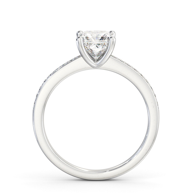 Princess Diamond Engagement Ring 18K White Gold Solitaire With Side Stones - Jannika ENPR58S_WG_UP