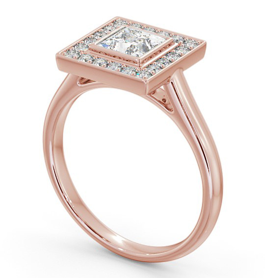 Halo Princess Diamond Engagement Ring 9K Rose Gold - Claudine ENPR59_RG_THUMB1
