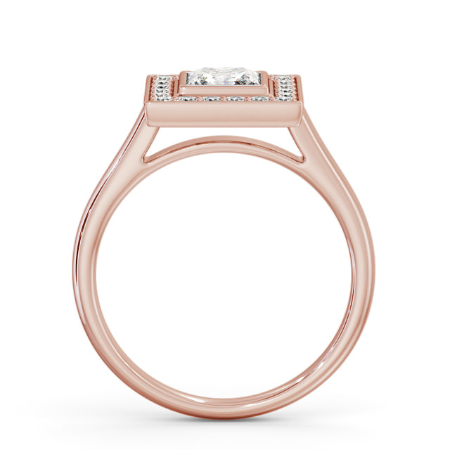 Halo Princess Diamond Engagement Ring 18K Rose Gold - Claudine ENPR59_RG_UP
