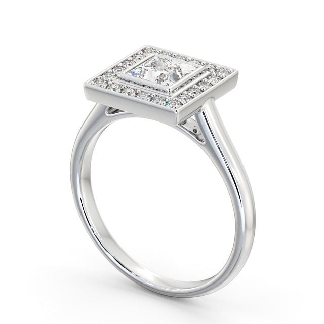 Halo Princess Diamond Engagement Ring Platinum - Claudine ENPR59_WG_SIDE