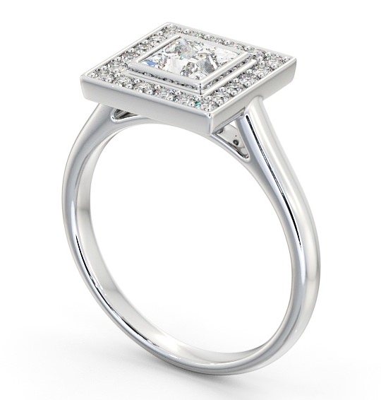 Halo Princess Diamond Square Design Engagement Ring 18K White Gold ENPR59_WG_THUMB1 
