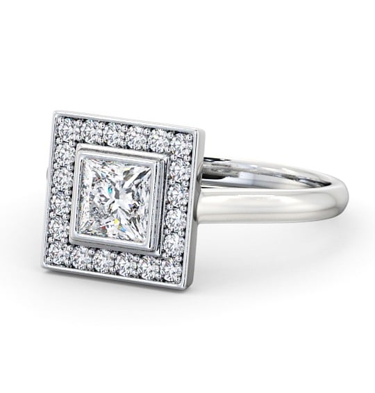 Halo Princess Diamond Square Design Engagement Ring 18K White Gold ENPR59_WG_THUMB2 