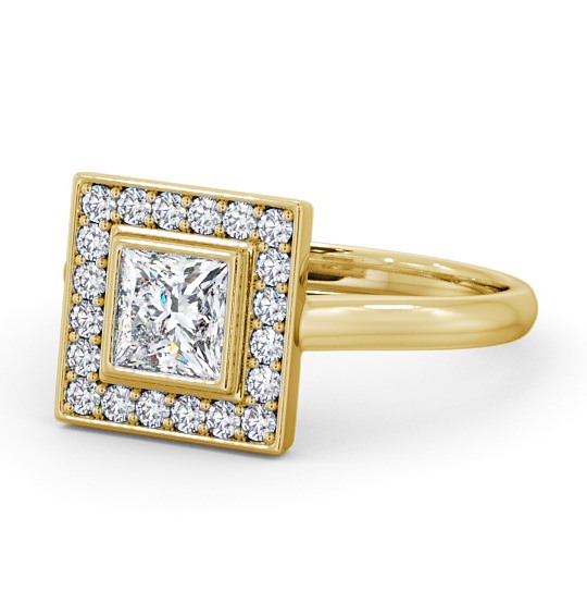 Halo Princess Diamond Square Design Engagement Ring 9K Yellow Gold ENPR59_YG_THUMB2 