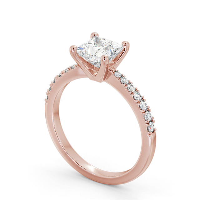 Princess Diamond Engagement Ring 9K Rose Gold Solitaire With Side Stones - Niva ENPR59S_RG_SIDE