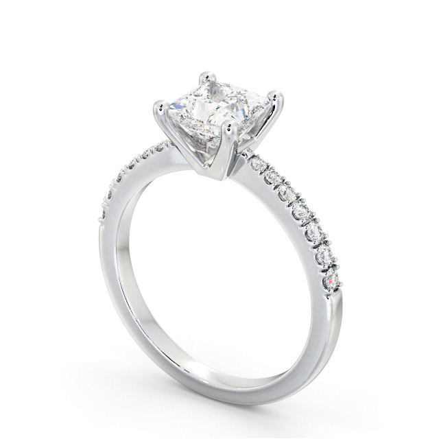 Princess Diamond Engagement Ring Platinum Solitaire With Side Stones - Niva ENPR59S_WG_SIDE