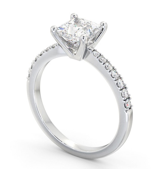  Princess Diamond Engagement Ring 18K White Gold Solitaire With Side Stones - Niva ENPR59S_WG_THUMB1 