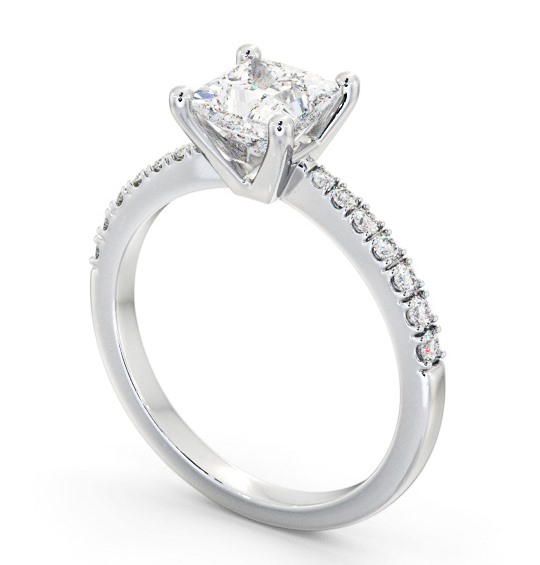 Princess Diamond 4 Prong Engagement Ring 9K White Gold Solitaire with Channel Set Side Stones ENPR59S_WG_THUMB1 