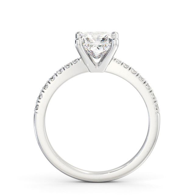 Princess Diamond Engagement Ring 18K White Gold Solitaire With Side Stones - Niva ENPR59S_WG_UP