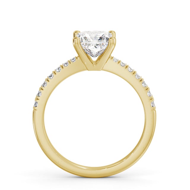 Princess Diamond Engagement Ring 18K Yellow Gold Solitaire With Side Stones - Niva ENPR59S_YG_UP