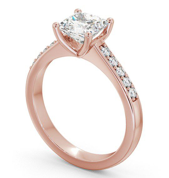 Princess Diamond Classic Style Engagement Ring 18K Rose Gold Solitaire with Channel Set Side Stones ENPR5S_RG_THUMB1