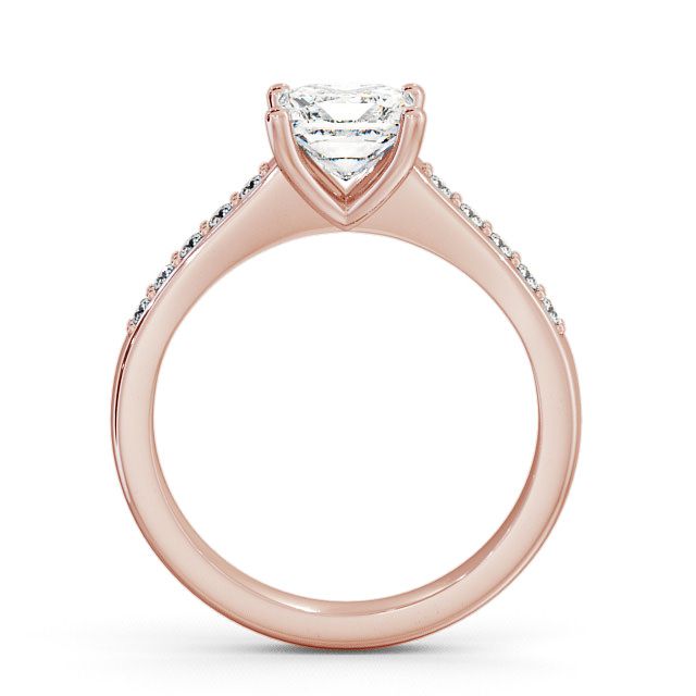 Princess Diamond Engagement Ring 18K Rose Gold Solitaire With Side Stones - Ramsley ENPR5S_RG_UP
