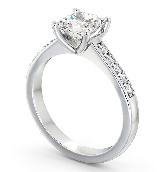 Princess Diamond Classic Style Engagement Ring 9K White Gold Solitaire with Channel Set Side Stones ENPR5S_WG_THUMB1 