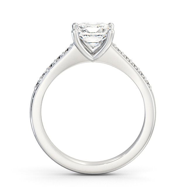 Princess Diamond Engagement Ring 9K White Gold Solitaire With Side Stones - Ramsley ENPR5S_WG_UP