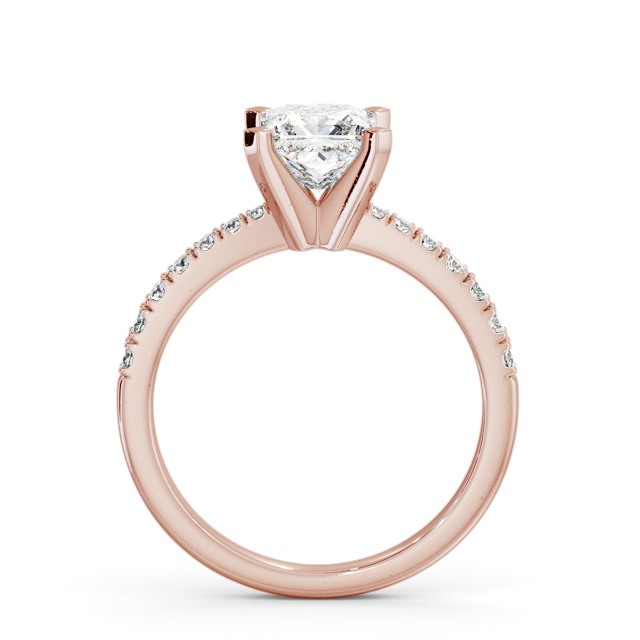 Princess Diamond Engagement Ring 9K Rose Gold Solitaire With Side Stones - Hilcote ENPR60S_RG_UP
