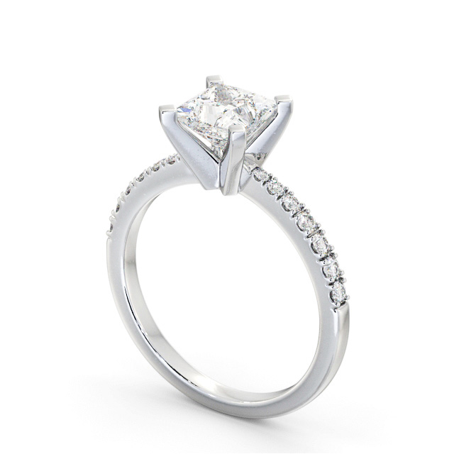 Princess Diamond Engagement Ring 18K White Gold Solitaire With Side Stones - Hilcote ENPR60S_WG_SIDE