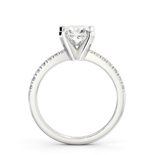 Princess Diamond Engagement Ring Platinum Solitaire With Side Stones - Hilcote ENPR60S_WG_UP