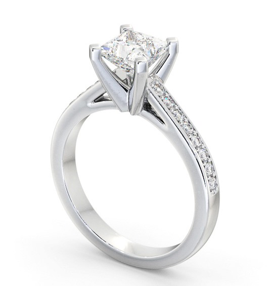 Princess Diamond 4 Prong Engagement Ring Platinum Solitaire with Channel Set Side Stones ENPR61S_WG_THUMB1