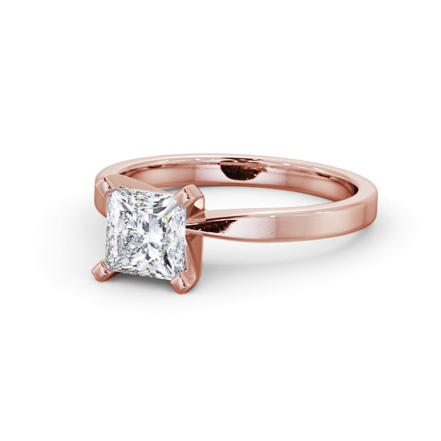 Princess Diamond Engagement Ring 9K Rose Gold Solitaire - Cordola ENPR62_RG_FLAT