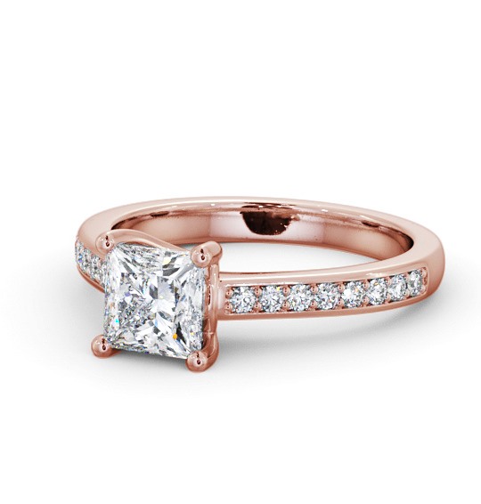  Princess Diamond Engagement Ring 9K Rose Gold Solitaire With Side Stones - Coldale ENPR62S_RG_THUMB2 
