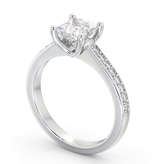 Princess Diamond Low Setting Engagement Ring Platinum Solitaire with Channel Set Side Stones ENPR62S_WG_THUMB1