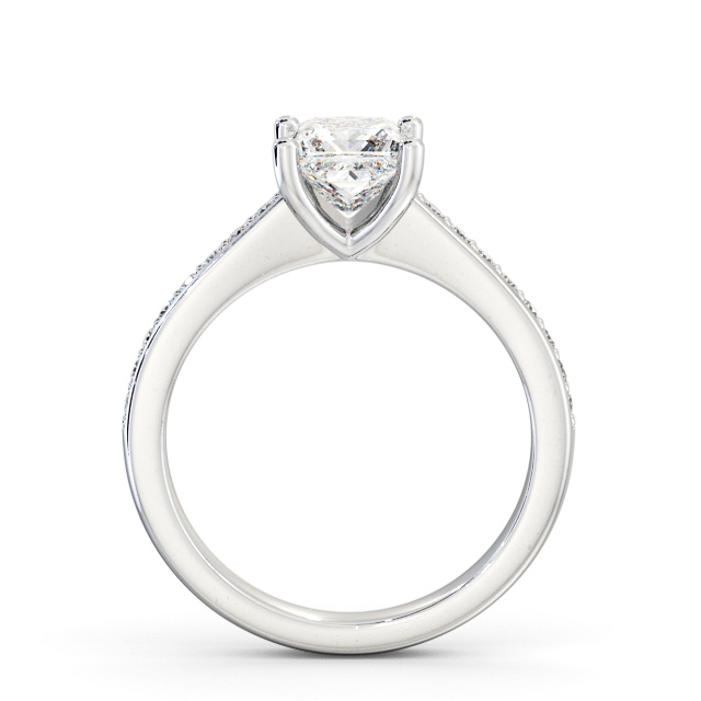 Princess Diamond Engagement Ring 18K White Gold Solitaire With Side Stones - Coldale ENPR62S_WG_UP