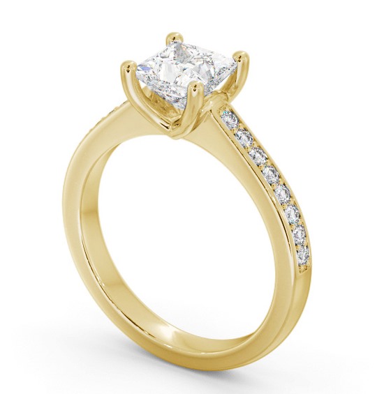 Princess Diamond Low Setting Engagement Ring 18K Yellow Gold Solitaire with Channel Set Side Stones ENPR62S_YG_THUMB1 