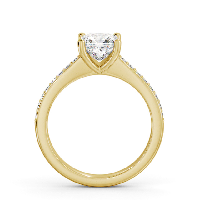 Princess Diamond Engagement Ring 18K Yellow Gold Solitaire With Side Stones - Coldale ENPR62S_YG_UP