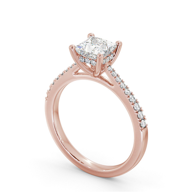 Princess Diamond Engagement Ring 9K Rose Gold Solitaire With Side Stones - Aylin ENPR63S_RG_SIDE