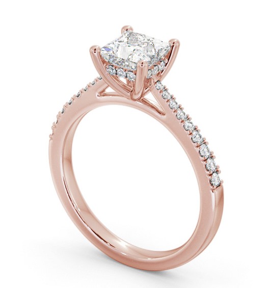 Princess Diamond Engagement Ring 9K Rose Gold Solitaire With Side Stones - Aylin ENPR63S_RG_THUMB1