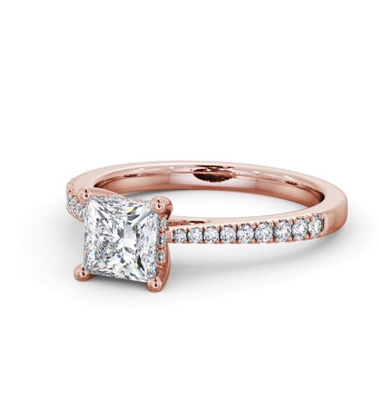  Princess Diamond Engagement Ring 18K Rose Gold Solitaire With Side Stones - Aylin ENPR63S_RG_THUMB2 